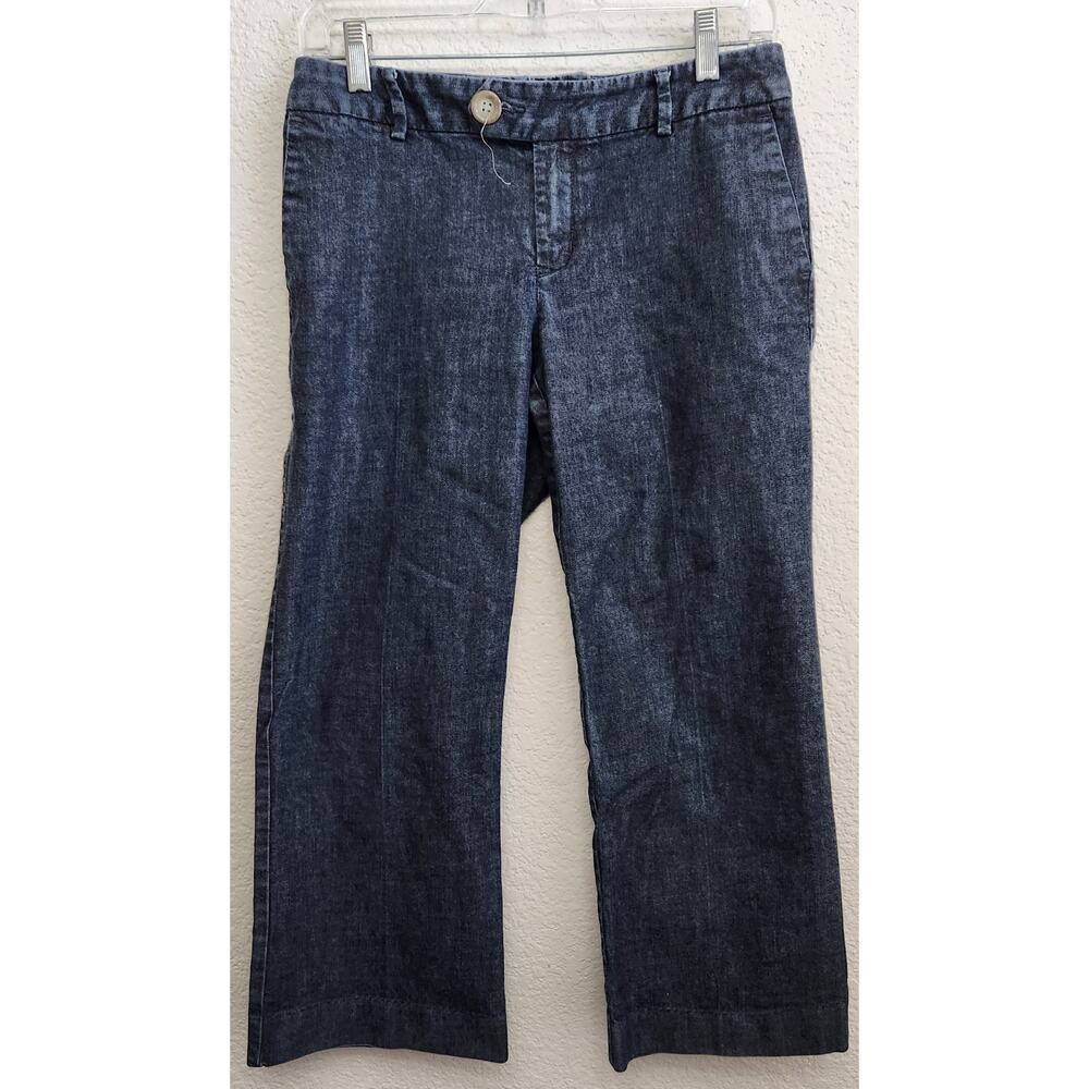 Gap Dark Blue Flat Front Cropped Jeans 4 Lightweight Slashed Front Pockets